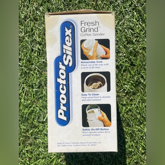 Proctor Silex White Fresh 10 Cup Whole Bean Steal Blade Coffee Grinder - Picture 2 of 4